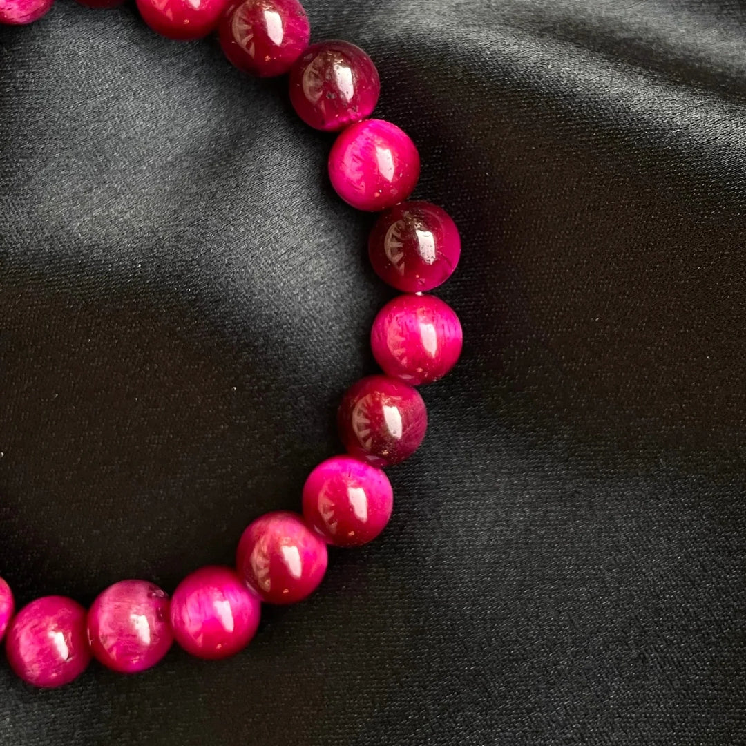 Pulsera Single Stone Ojo de Tigre Rosado