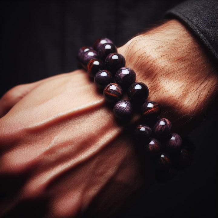 Pulsera Single Stone Ojo de Tigre Morado