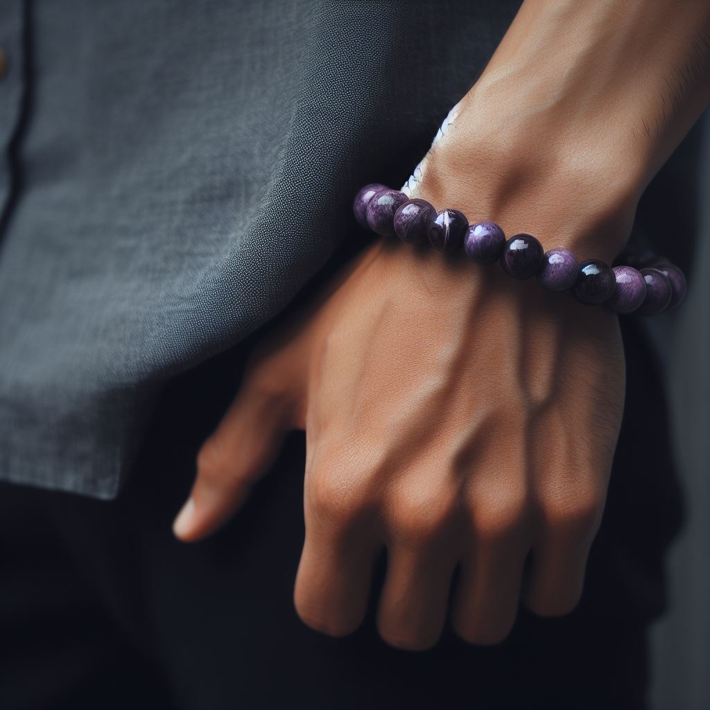Pulsera Single Stone Ojo de Tigre Morado