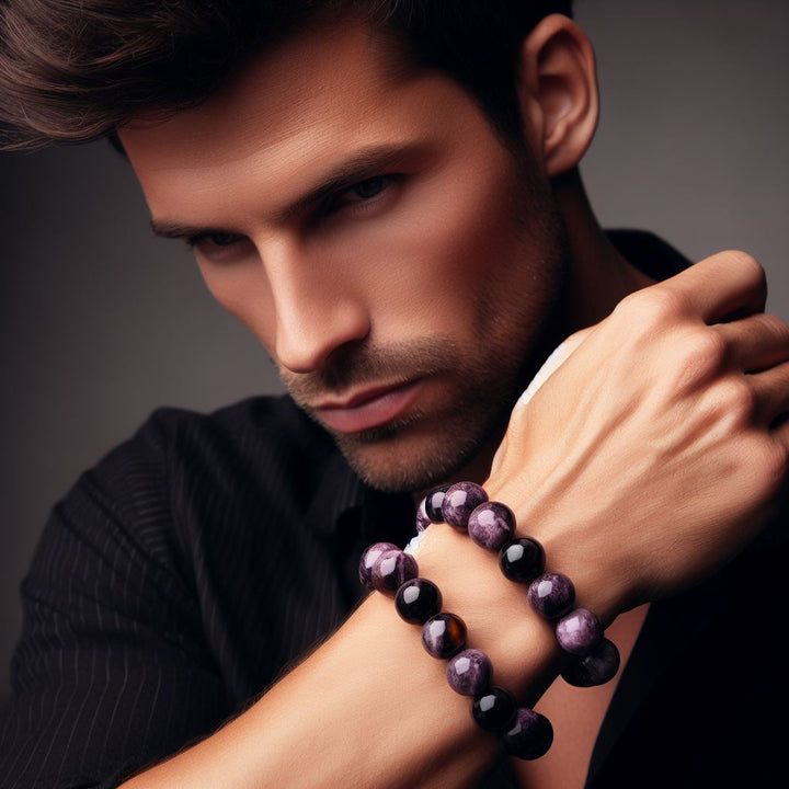 Pulsera Single Stone Ojo de Tigre Morado