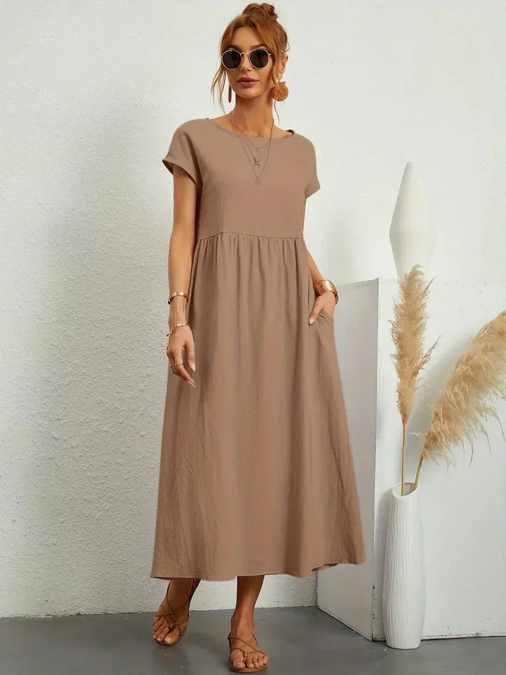 Quessara - Casual Midi Jurk met Vloeiende Snit