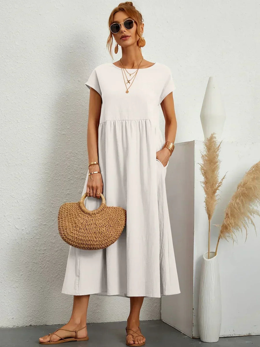 Quessara - Casual Midi Jurk met Vloeiende Snit