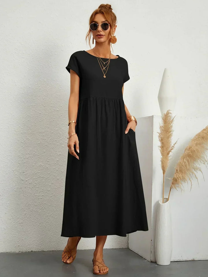 Quessara - Casual Midi Jurk met Vloeiende Snit