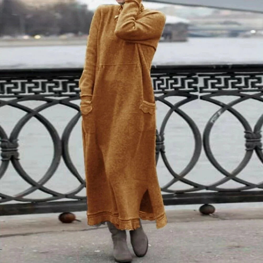 Delphine - Casual en warme lange fluwelen jurk