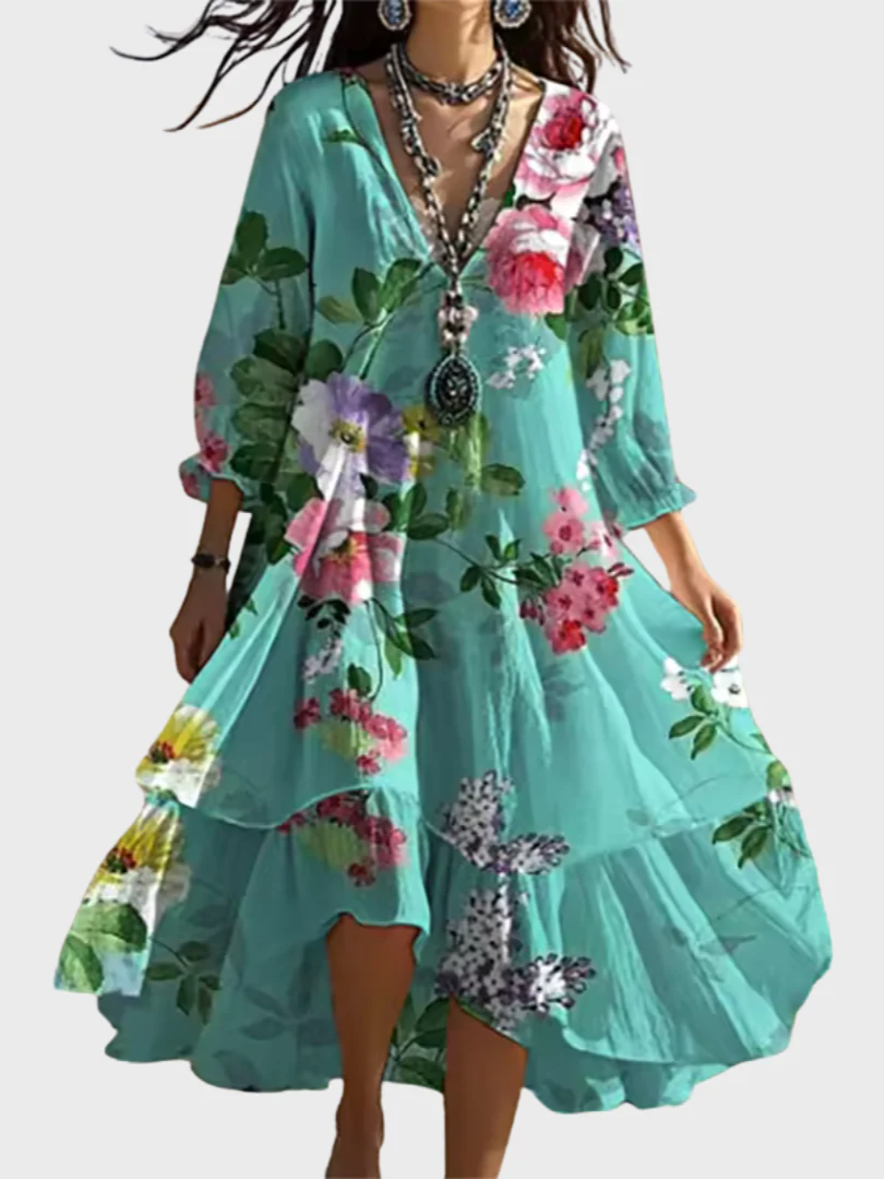 Ravina - Elegante en lichte Vintage Bloemenjurk