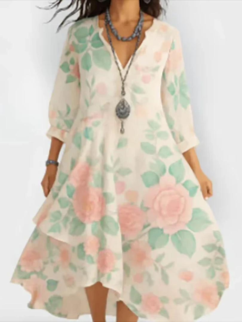 Ravina - Elegante en lichte Vintage Bloemenjurk