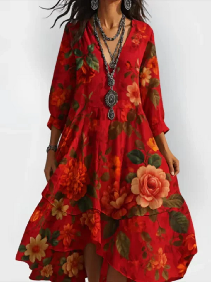 Ravina - Elegante en lichte Vintage Bloemenjurk