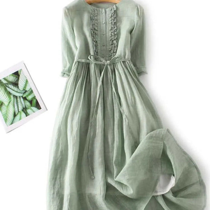 Tyrella - Dames Maxi Jurk van Luchtig en Vloeiend Linnen in Elegante Casual Stijl