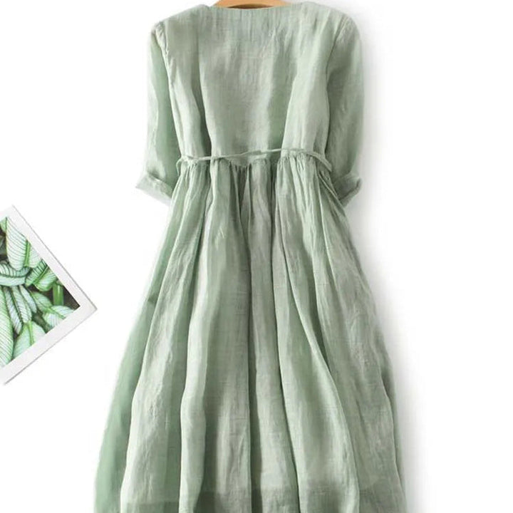 Tyrella - Dames Maxi Jurk van Luchtig en Vloeiend Linnen in Elegante Casual Stijl