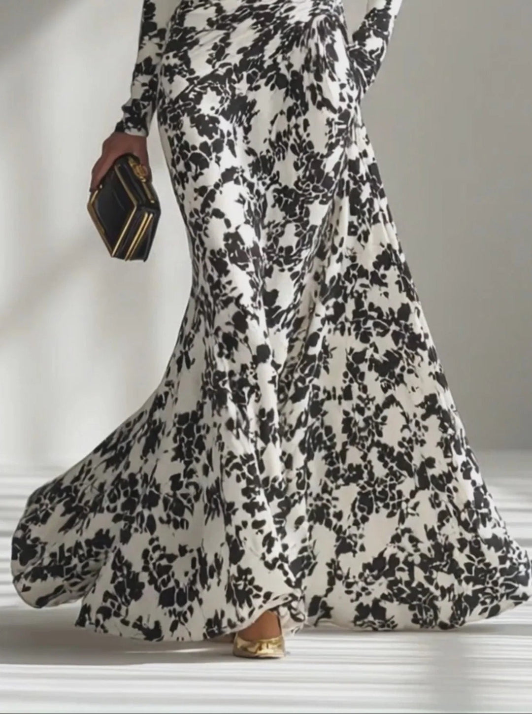 Zwart | wit Patroon Stretchmix Wikkeljurk