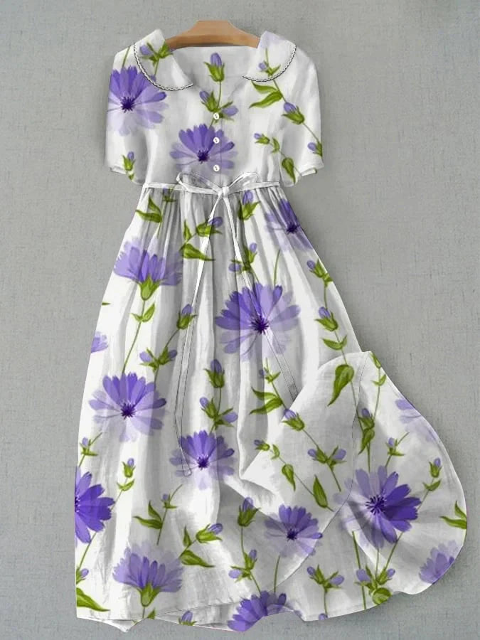 Amélie | Elegante lavendelbloemen jurk