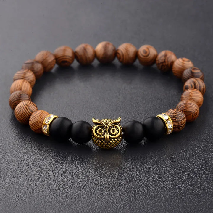 Pulsera Single Stone Búho y Madera