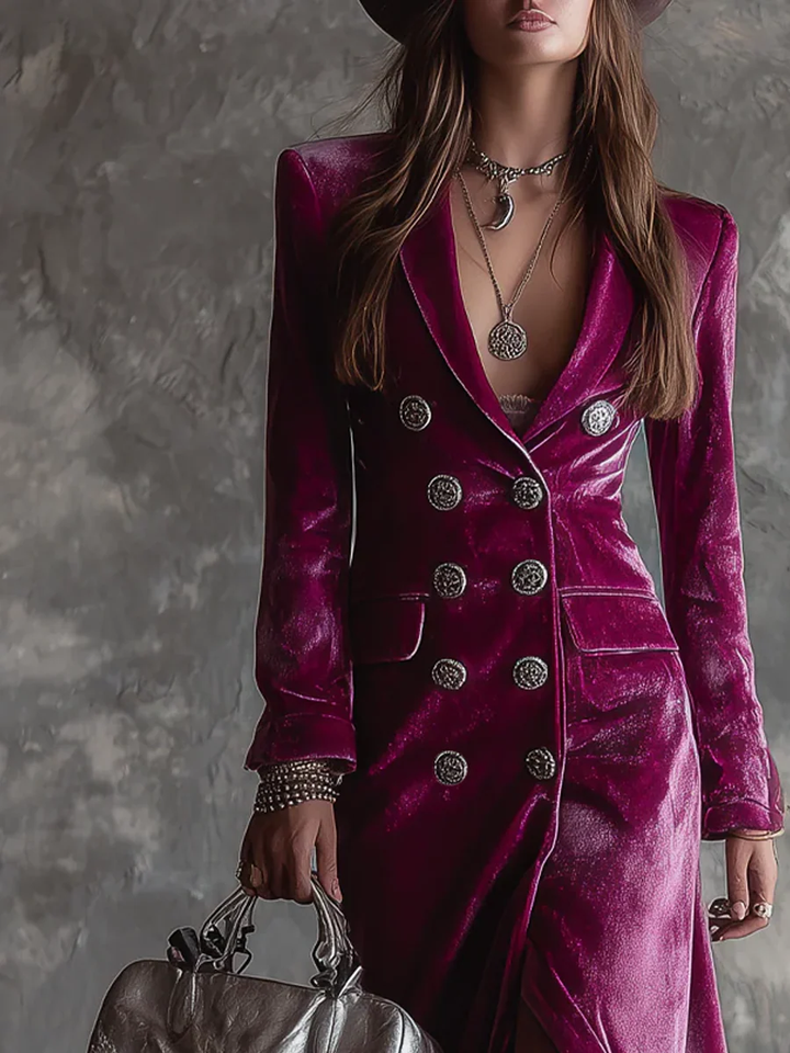 Helavine - Lange Blazer Jurk van Elegant Fluweel
