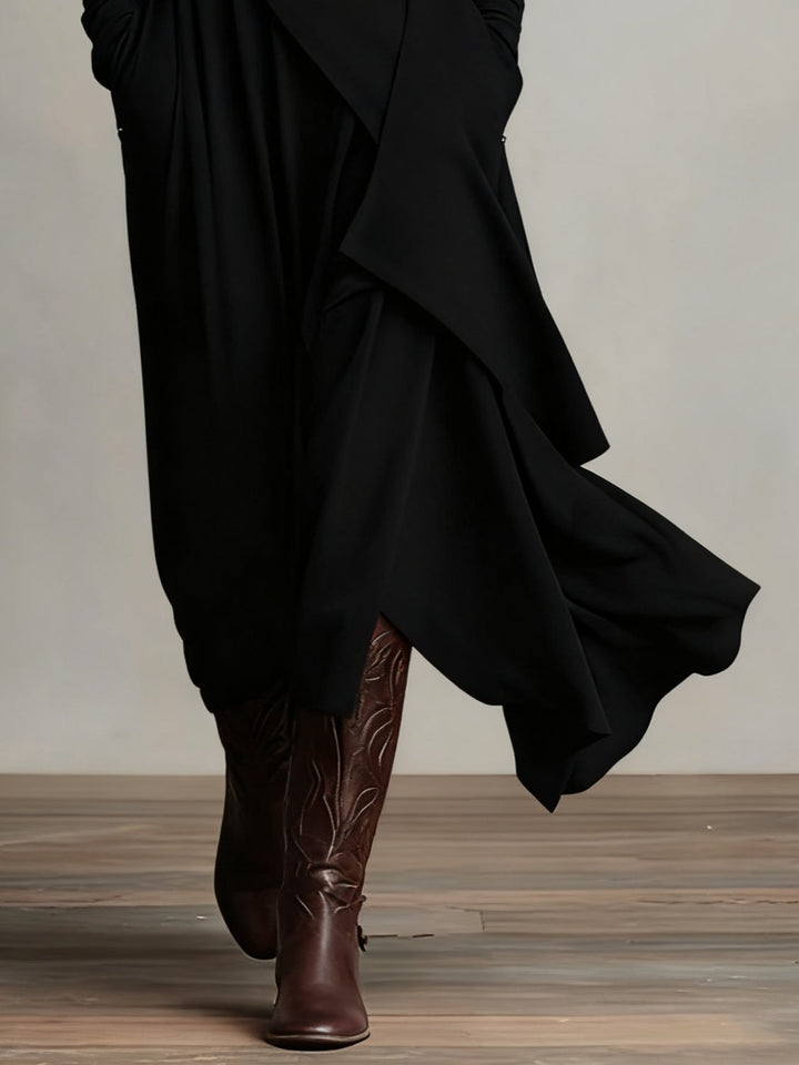 Vesalyn | Asymmetrische Maxi Jurk met Hoge Col
