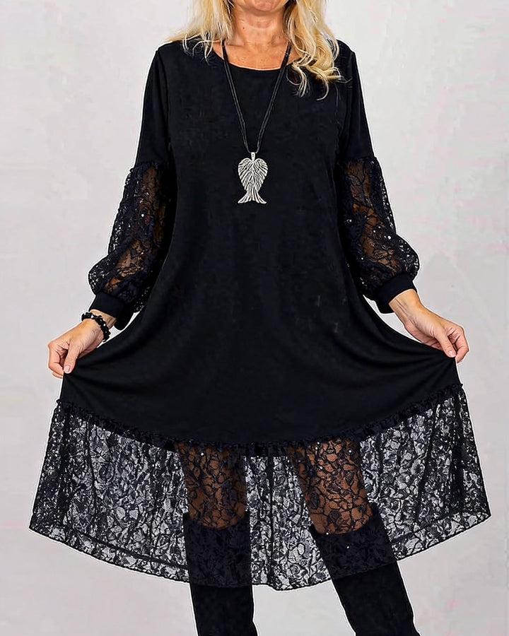 Marisellea - Elegante Patchwork Kant Jurk