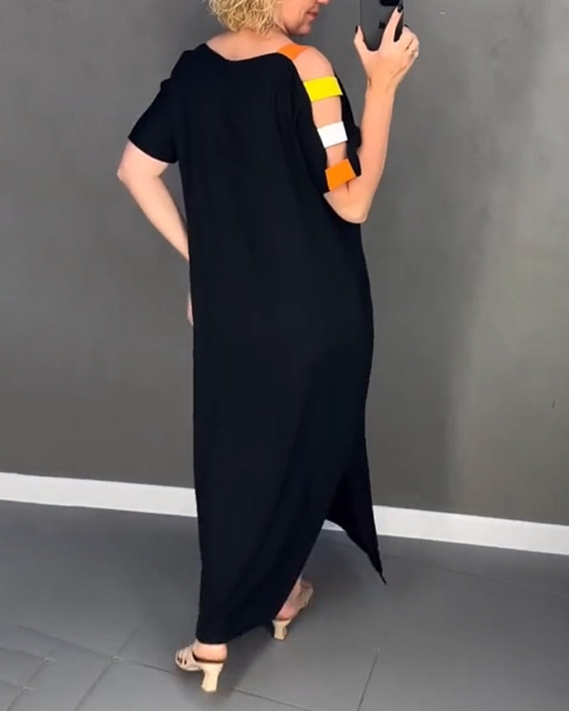 Primina - Uitgesneden Off-Shoulder Jurk met Splitprint