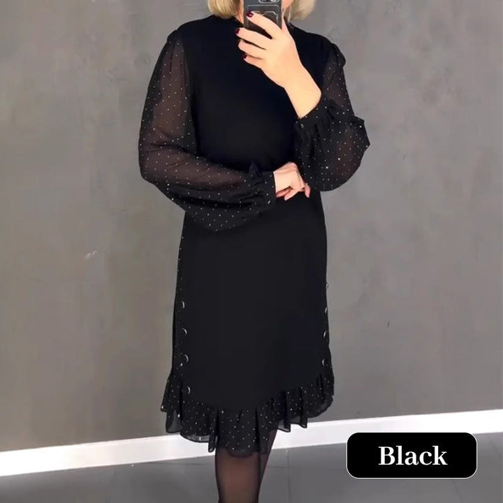 Velisse | Elegante Jurk met Kristallen en Ronde Hals