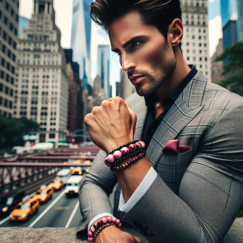 Pulsera Single Stone Ojo de Tigre Rosado