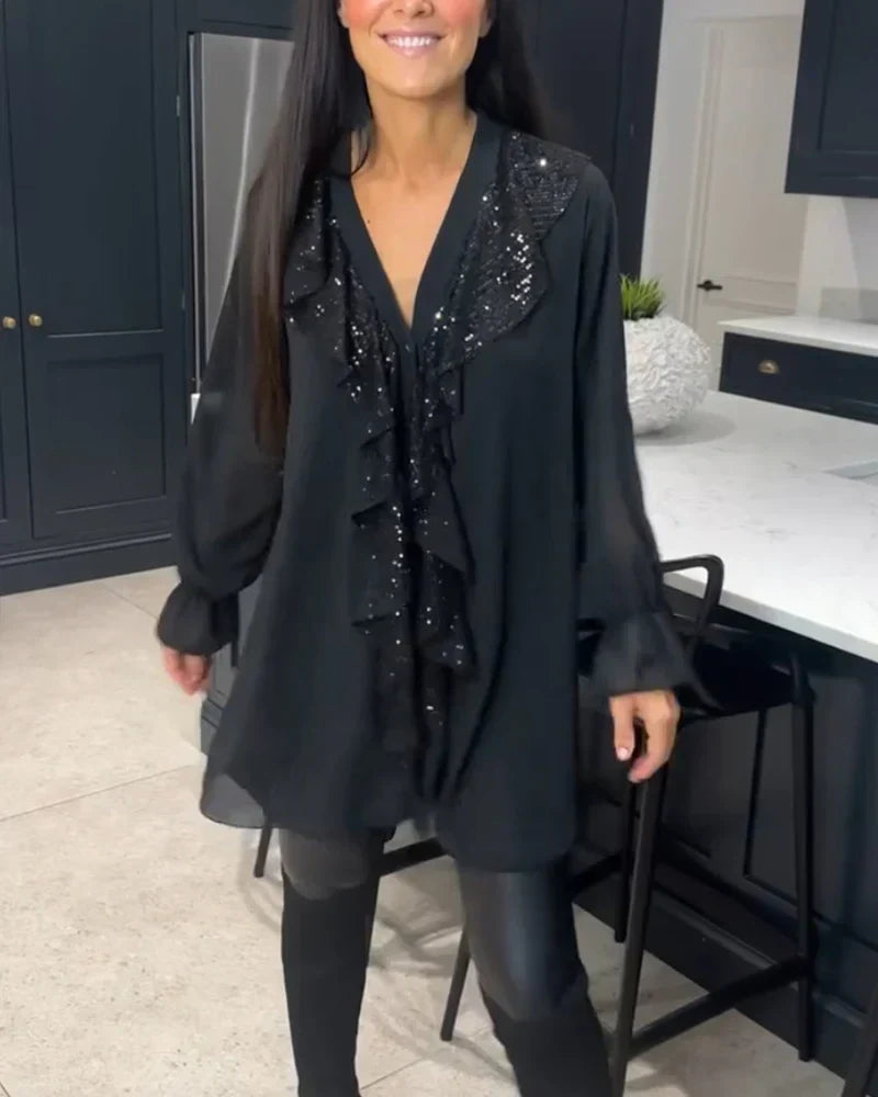 Tharalyn - Elegante Blouse met Vloeiende Volants
