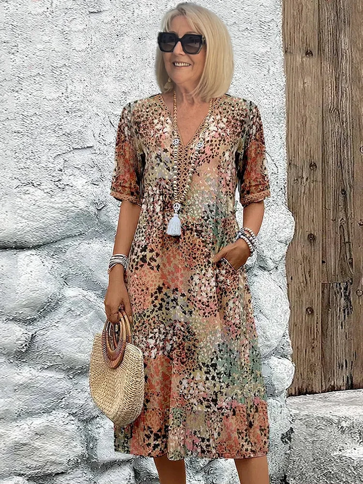 Elsie | Elegante midi-jurk met bloemenprint
