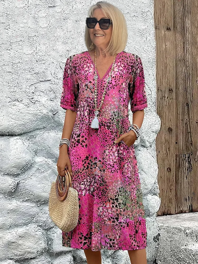 Elsie | Elegante midi-jurk met bloemenprint