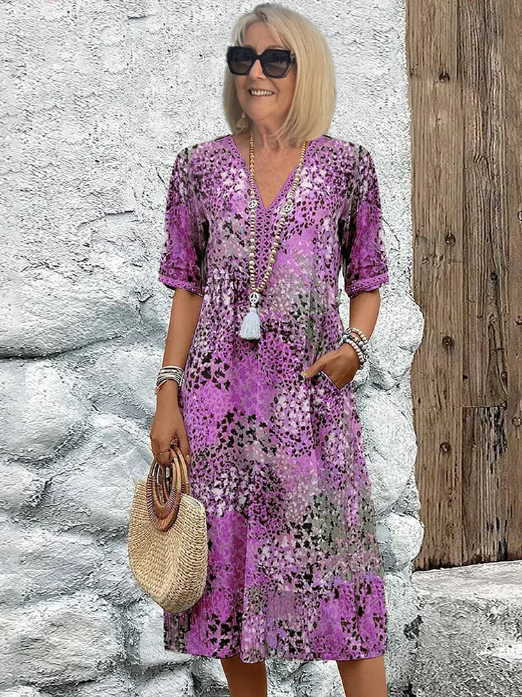 Elsie | Elegante midi-jurk met bloemenprint