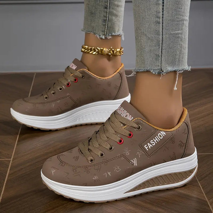 Brelina - Dames sneakers met plateauzool en veters van synthetisch leer voor dagelijks comfort