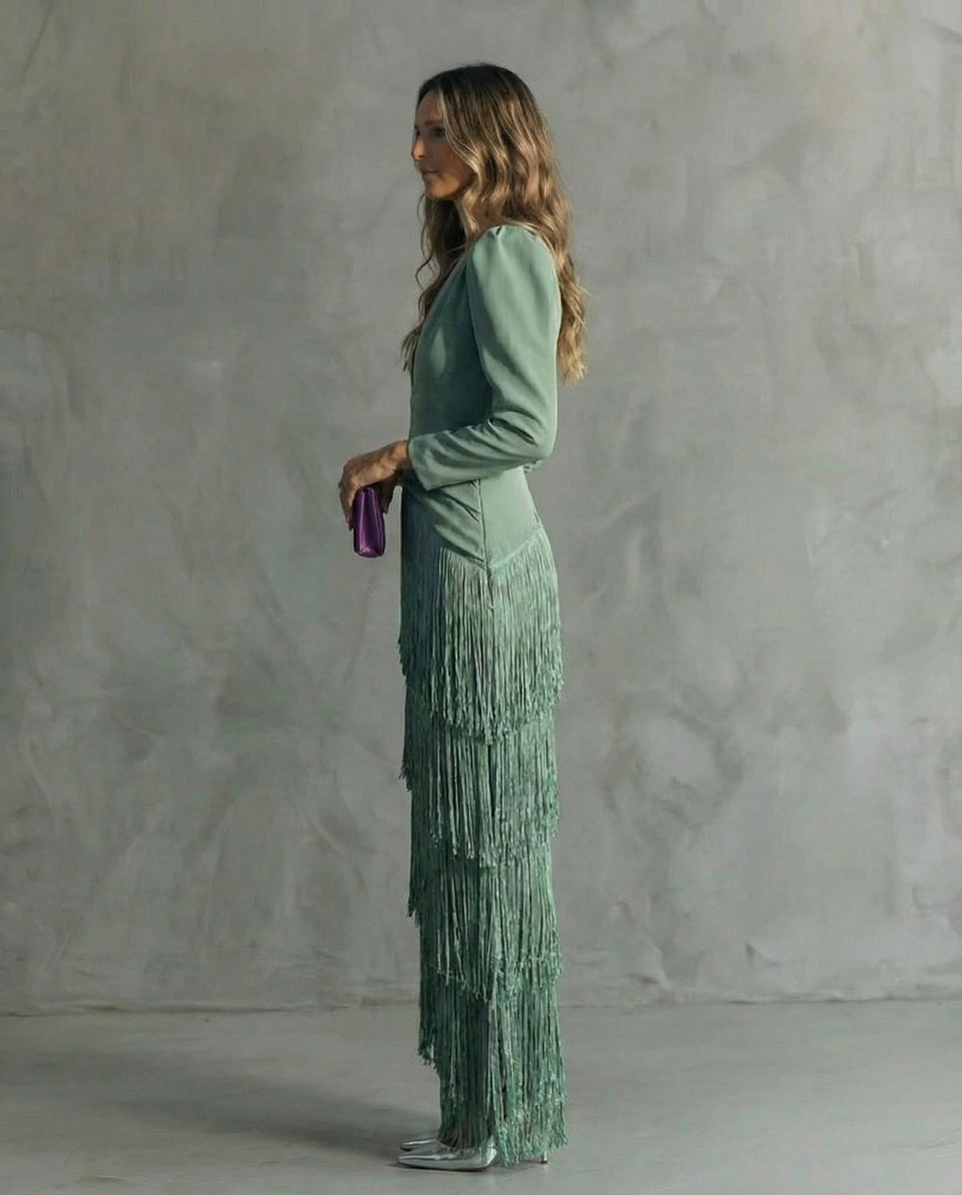 Thea | Elegante jurk met franjes aan de mouwen