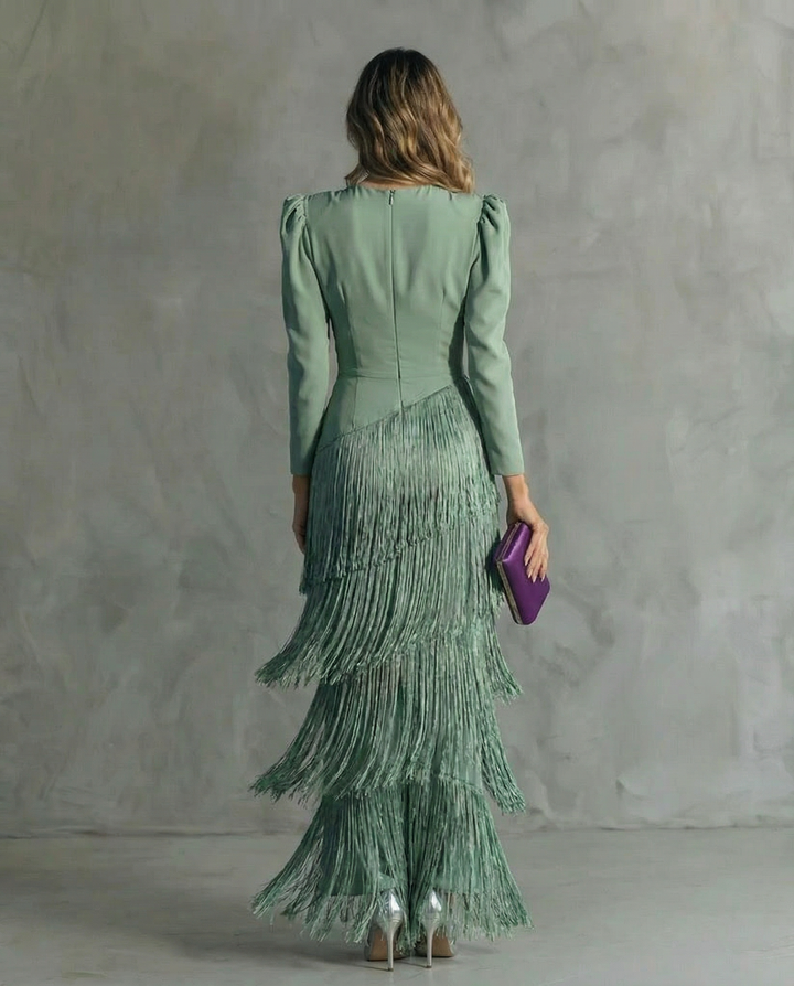 Maria | Elegante jurk met franjemouwen