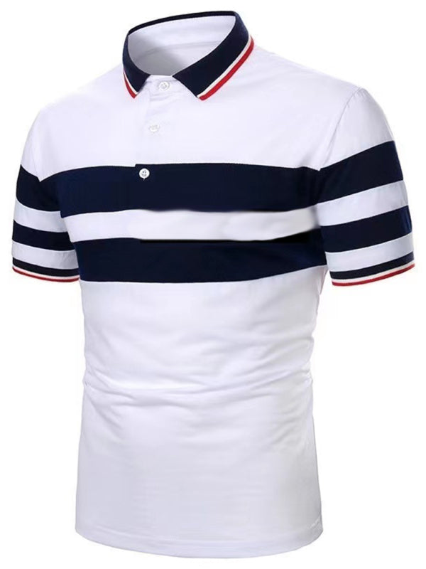 Men's Short Sleeve Color Block Knit Polo Shirt