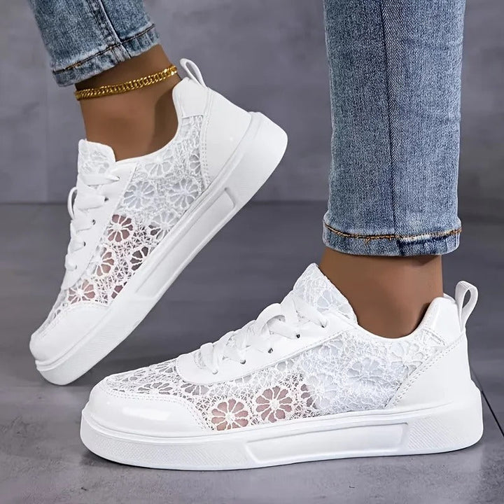 Jorexa - Dames Sneakers Van Ademende Kant Casual Elegante Stijl