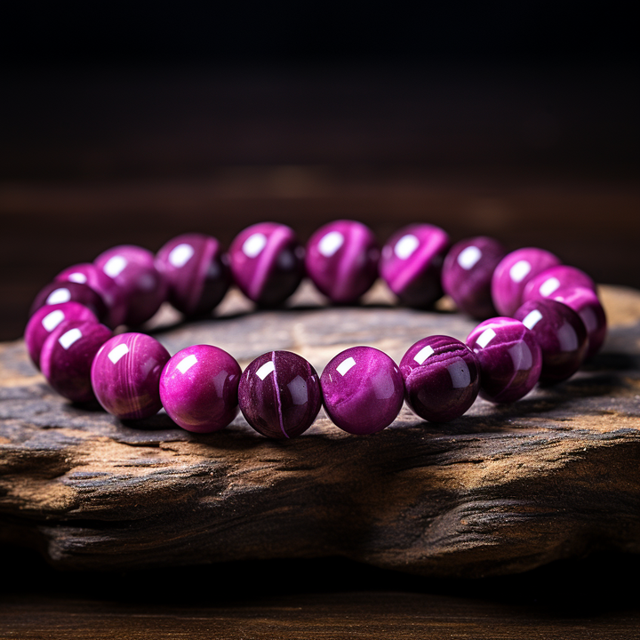 Pulsera Single Stone Ojo de Tigre Rosado