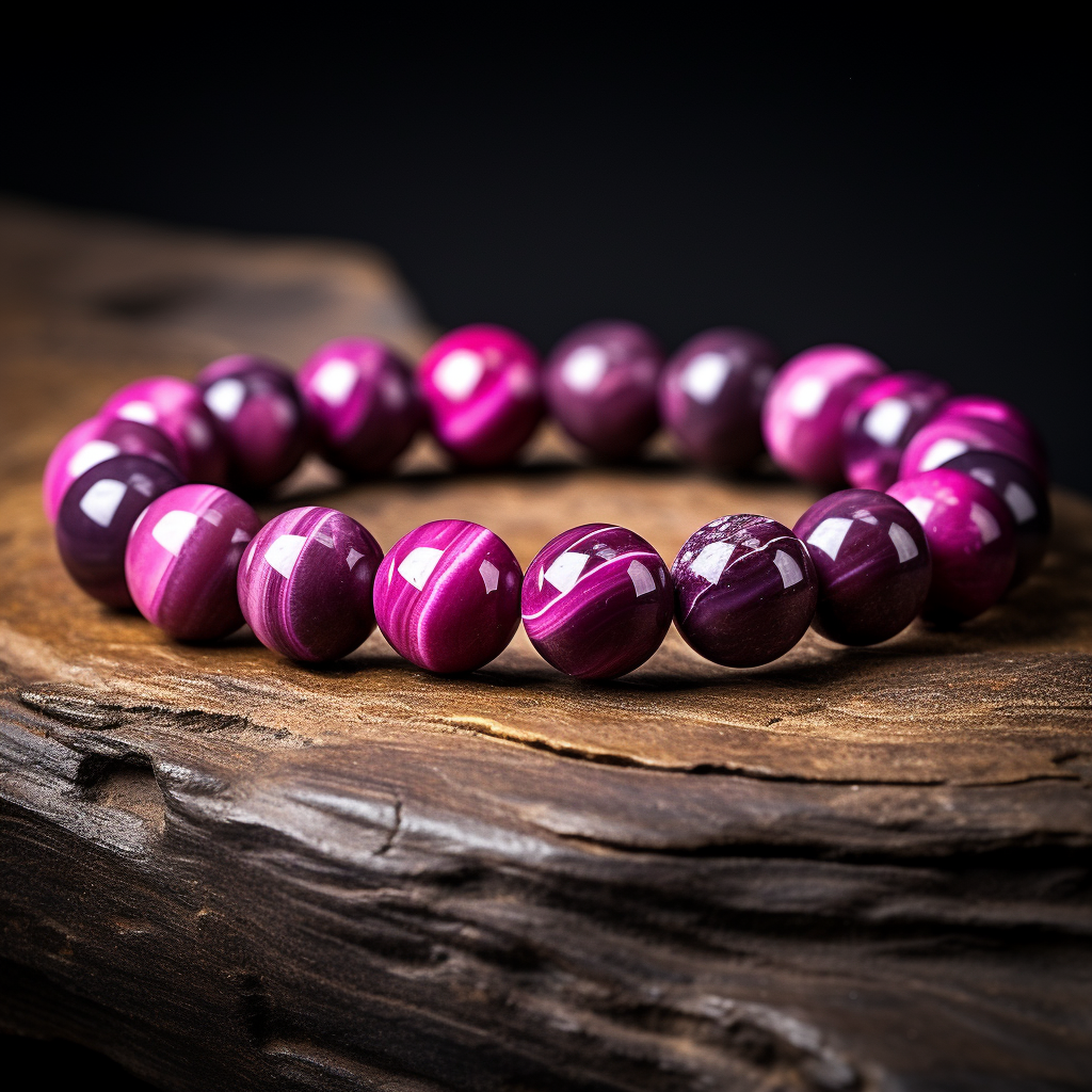 Pulsera Single Stone Ojo de Tigre Rosado