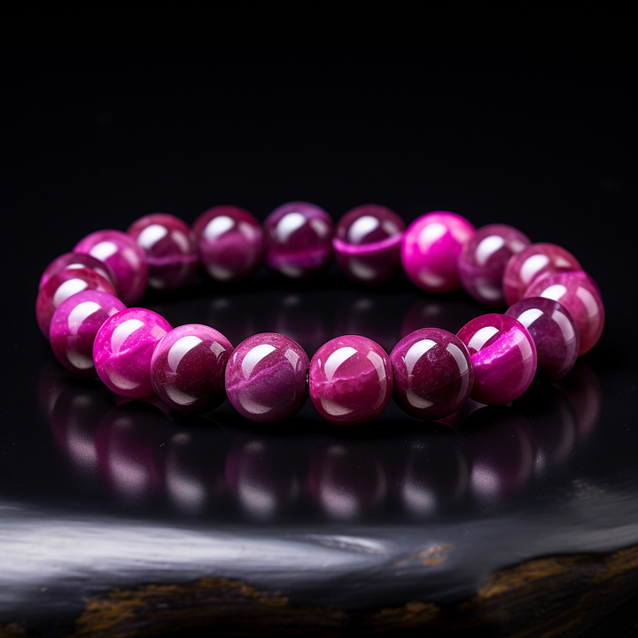 Pulsera Single Stone Ojo de Tigre Rosado