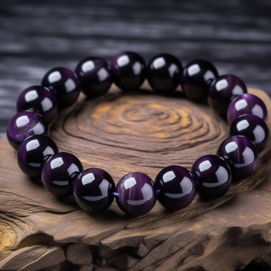 Pulsera Single Stone Ojo de Tigre Morado