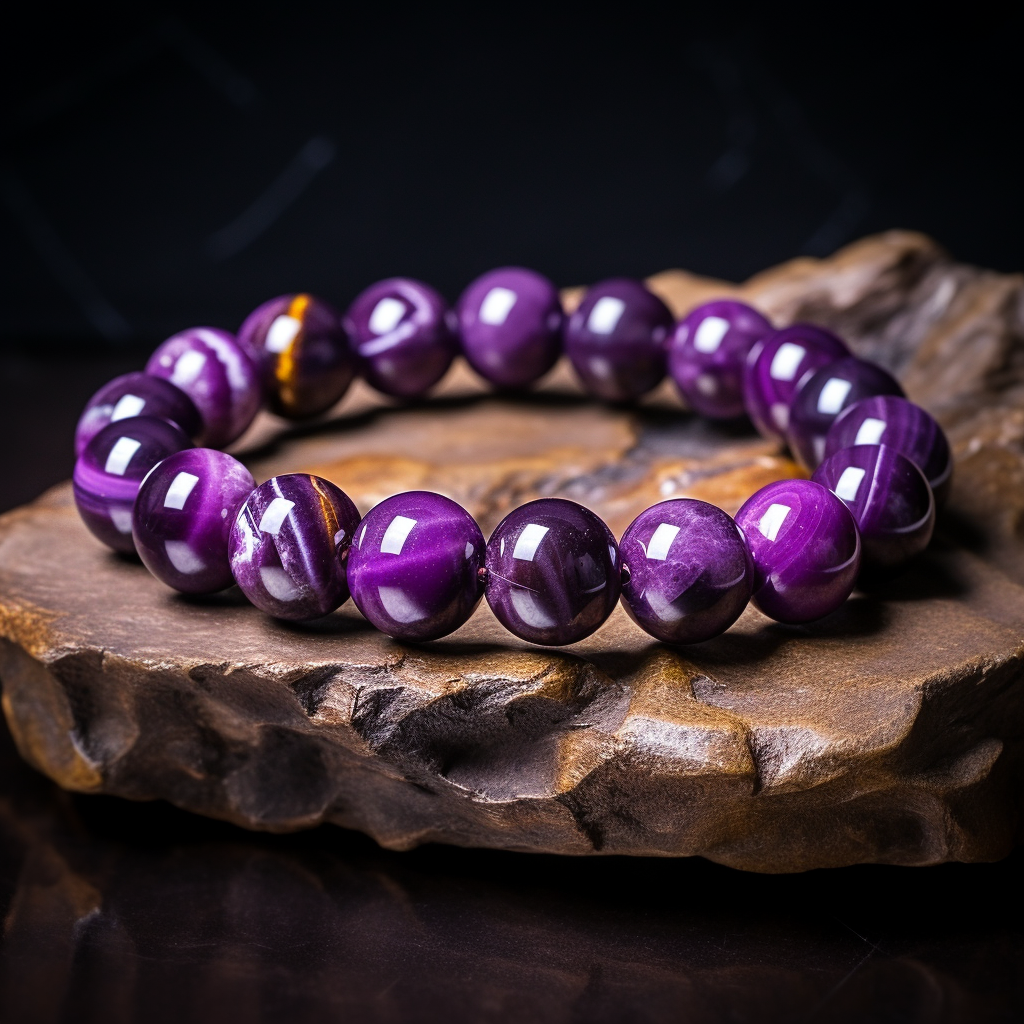 Pulsera Single Stone Ojo de Tigre Morado