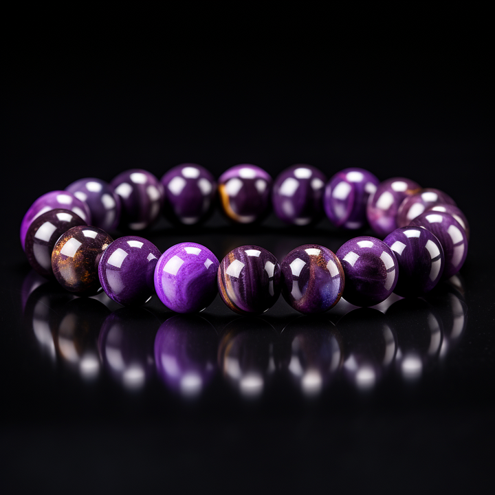 Pulsera Single Stone Ojo de Tigre Morado