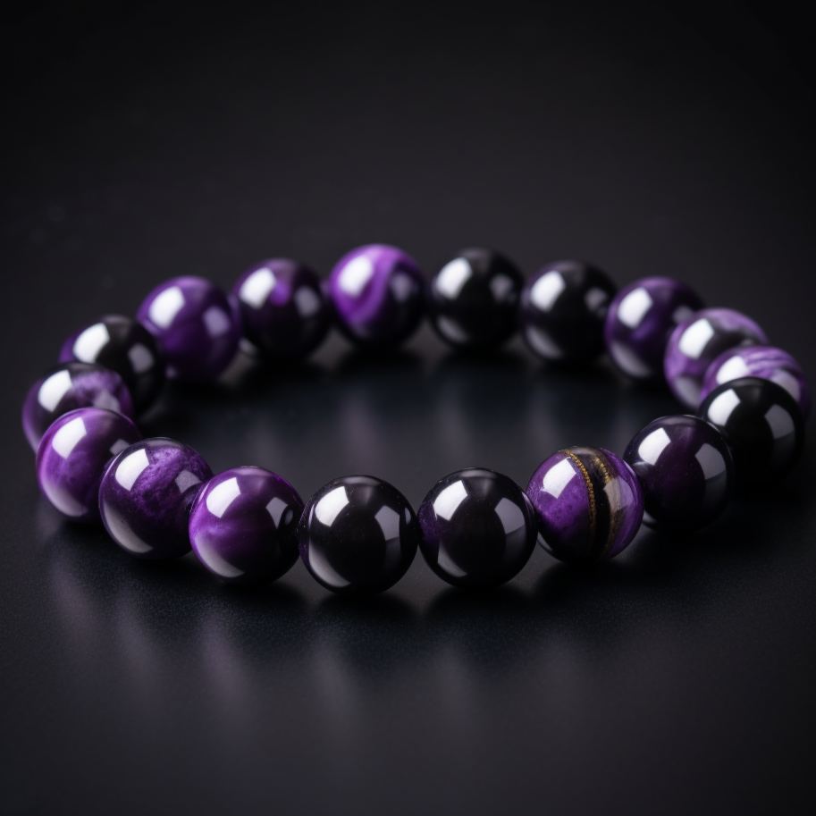 Pulsera Single Stone Ojo de Tigre Morado