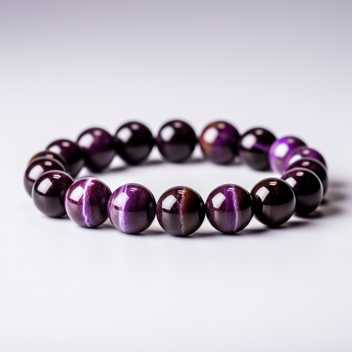Pulsera Single Stone Ojo de Tigre Morado