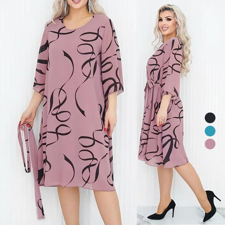 Blandine - Elegante Midi-Jurk met Geplooide Mouwen