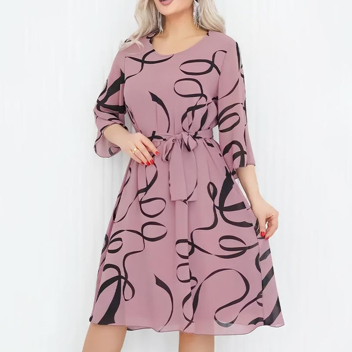 Blandine - Elegante Midi-Jurk met Geplooide Mouwen