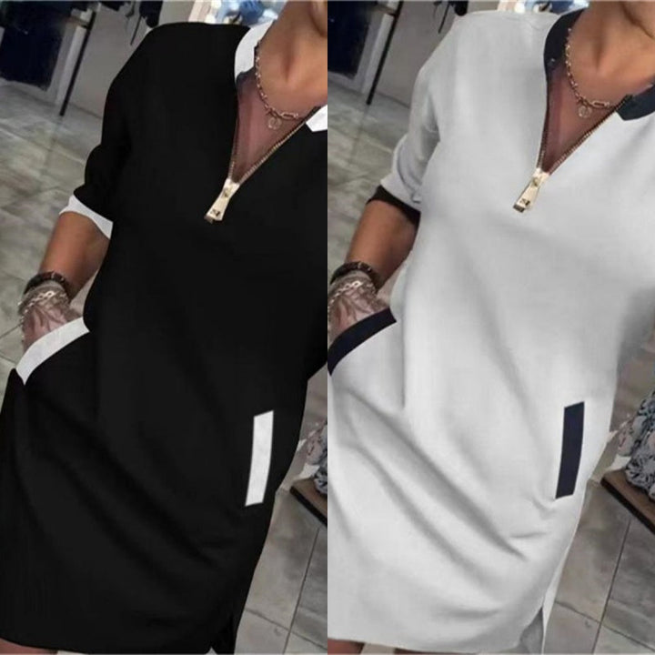 Myrthe - Elegante Jurk met V-hals en Ritssluiting