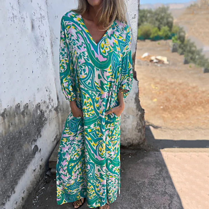 Herminie - Elegante Maxi jurk met prachtige zomerprint voor dames