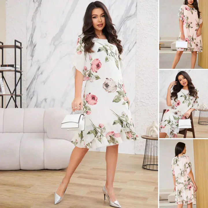Kalina - Chiffon jurk met bloemblaadjes