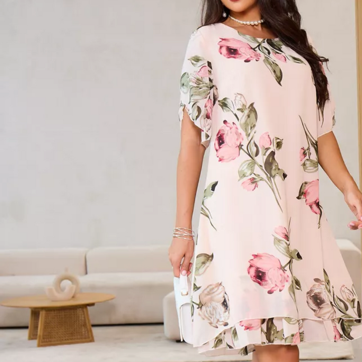 Kalina - Chiffon jurk met bloemblaadjes