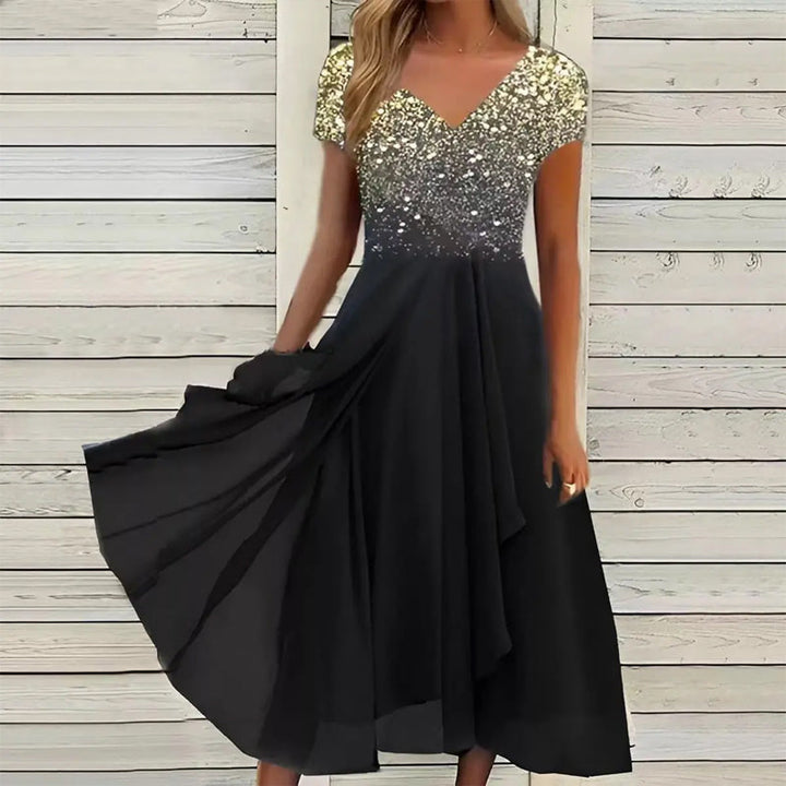 Halina - Elegante zomerjurk met V-Hals en unieke print