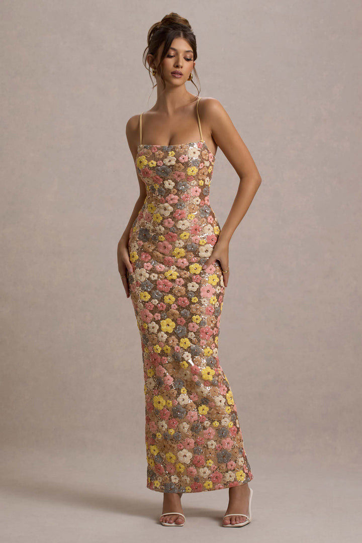 Lunovelle - Elegante lange bloemenjurk voor vrouwen met fijne bandjes